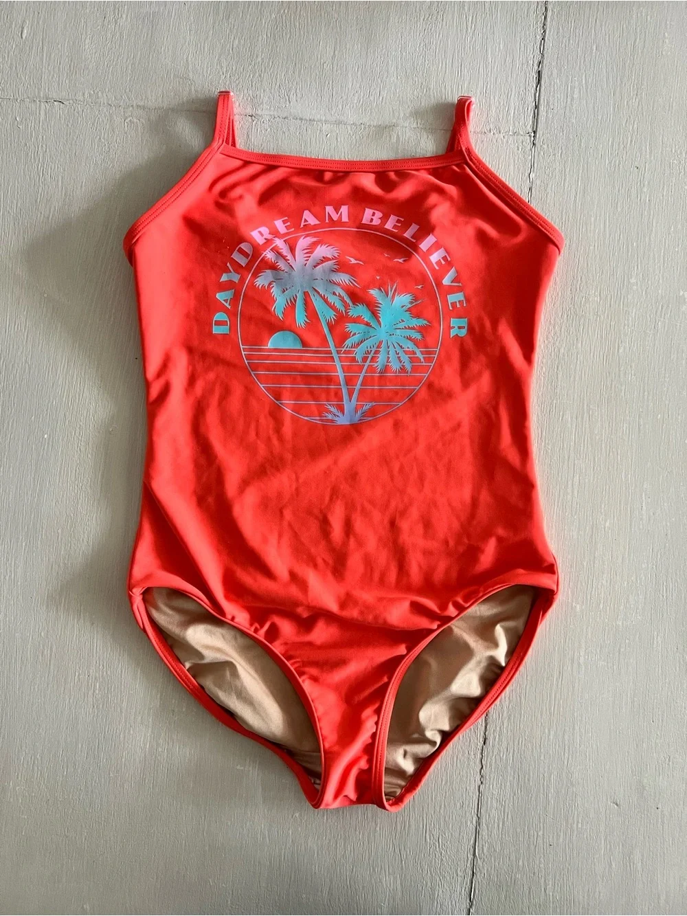 Old Navy Girls XL Dream Believer Tropical Palm Tree One-Piece Swimsuit